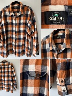 RedHead Classic Plaid Flannel Shirt | 2XL | Rust Navy Cream